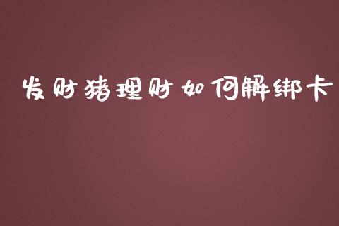 发财猪理财如何解绑卡_https://m.gongyisiwang.com_财经时评_第1张