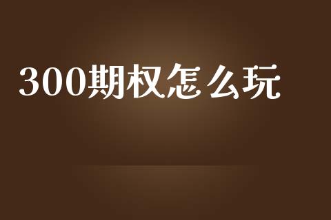 300期权怎么玩_https://m.gongyisiwang.com_债券咨询_第1张