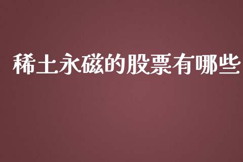 稀土永磁的股票有哪些_https://m.gongyisiwang.com_理财产品_第1张