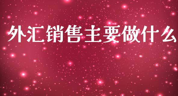 外汇销售主要做什么_https://m.gongyisiwang.com_财经咨询_第1张