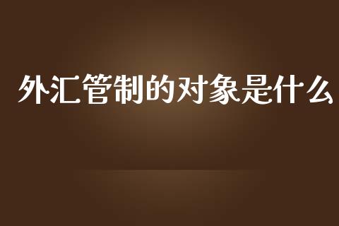 外汇管制的对象是什么_https://m.gongyisiwang.com_商业资讯_第1张