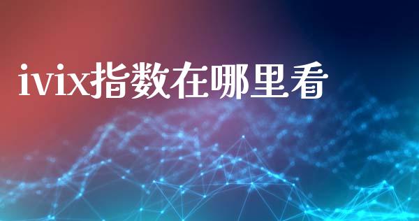 ivix指数在哪里看_https://m.gongyisiwang.com_债券咨询_第1张