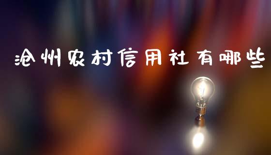 沧州农村信用社有哪些_https://m.gongyisiwang.com_债券咨询_第1张