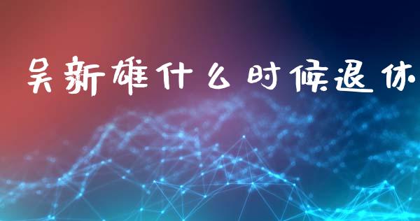 吴新雄什么时候退休_https://m.gongyisiwang.com_商业资讯_第1张