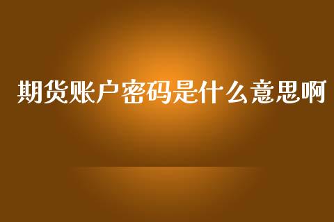 期货账户密码是什么意思啊_https://m.gongyisiwang.com_信托投资_第1张