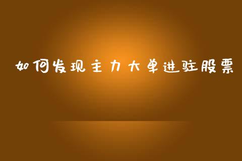 如何发现主力大单进驻股票_https://m.gongyisiwang.com_财经咨询_第1张