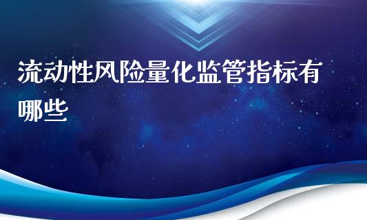 流动性风险量化监管指标有哪些_https://m.gongyisiwang.com_财经咨询_第1张