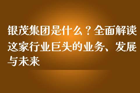 银茂集团是什么？全面解读这家行业巨头的业务、发展与未来_https://m.gongyisiwang.com_商业资讯_第1张