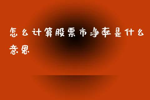 怎么计算股票市净率是什么意思_https://m.gongyisiwang.com_商业资讯_第1张