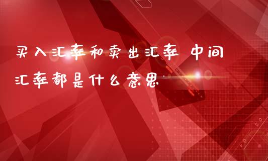 买入汇率和卖出汇率 中间汇率都是什么意思_https://m.gongyisiwang.com_债券咨询_第1张