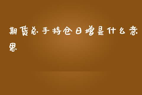 期货总手持仓日增是什么意思_https://m.gongyisiwang.com_保险理财_第1张