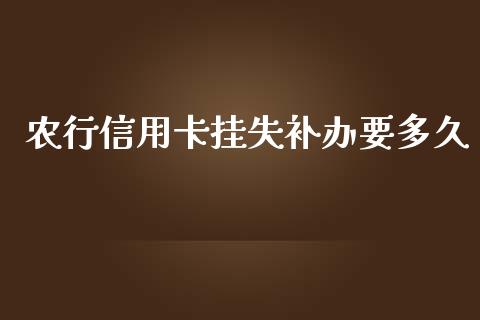 农行信用卡挂失补办要多久_https://m.gongyisiwang.com_理财投资_第1张