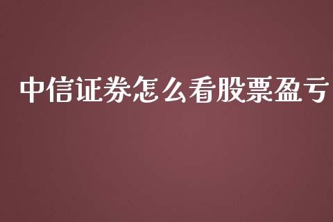 中信证券怎么看股票盈亏_https://m.gongyisiwang.com_理财产品_第1张