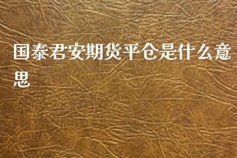 国泰君安期货平仓是什么意思_https://m.gongyisiwang.com_理财产品_第1张