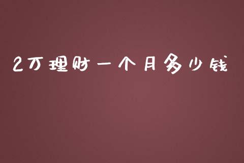 2万理财一个月多少钱_https://m.gongyisiwang.com_理财投资_第1张