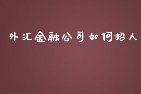 外汇金融公司如何招人_https://m.gongyisiwang.com_理财投资_第1张