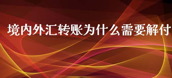 境内外汇转账为什么需要解付_https://m.gongyisiwang.com_商业资讯_第1张