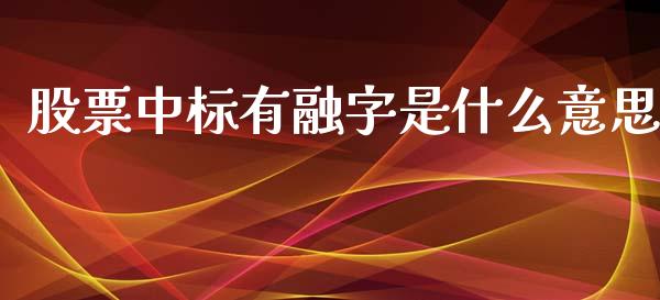 股票中标有融字是什么意思_https://m.gongyisiwang.com_理财产品_第1张