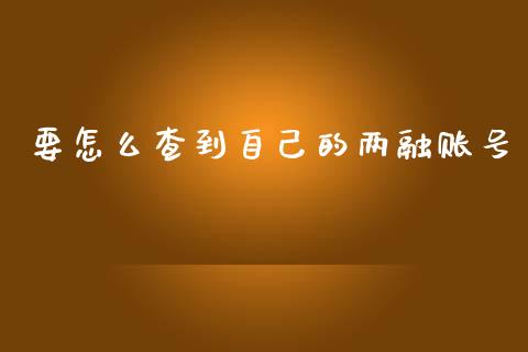 要怎么查到自己的两融账号_https://m.gongyisiwang.com_财经咨询_第1张