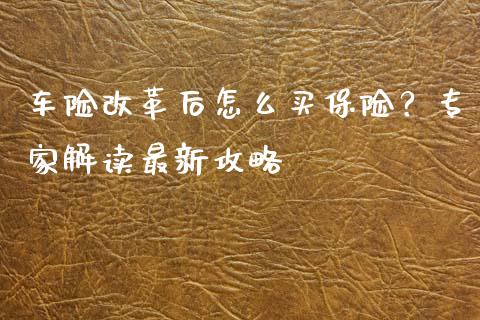 车险改革后怎么买保险？专家解读最新攻略_https://m.gongyisiwang.com_财经咨询_第1张