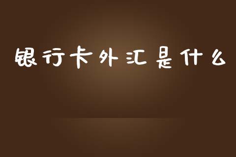 银行卡外汇是什么_https://m.gongyisiwang.com_商业资讯_第1张