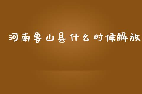 河南鲁山县什么时候解放_https://m.gongyisiwang.com_信托投资_第1张