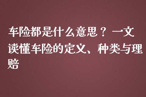 车险都是什么意思？ 一文读懂车险的定义、种类与理赔_https://m.gongyisiwang.com_信托投资_第1张