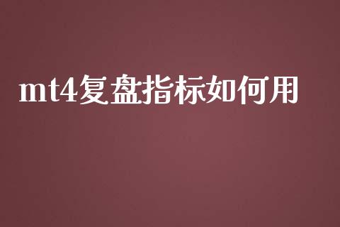 mt4复盘指标如何用_https://m.gongyisiwang.com_债券咨询_第1张