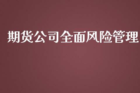 期货公司全面风险管理_https://m.gongyisiwang.com_商业资讯_第1张