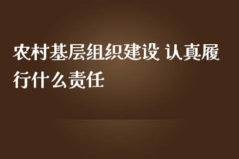 农村基层组织建设 认真履行什么责任_https://m.gongyisiwang.com_理财投资_第1张