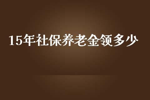 15年社保养老金领多少_https://m.gongyisiwang.com_理财投资_第1张