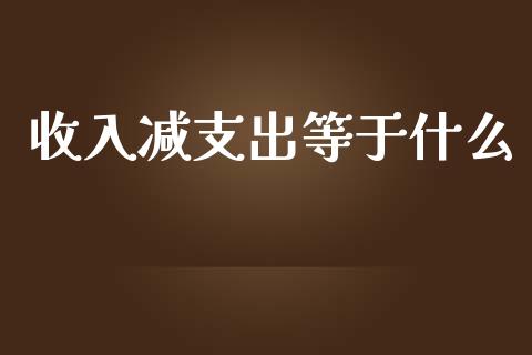 收入减支出等于什么_https://m.gongyisiwang.com_财经咨询_第1张