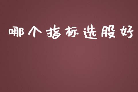 哪个指标选股好_https://m.gongyisiwang.com_理财产品_第1张