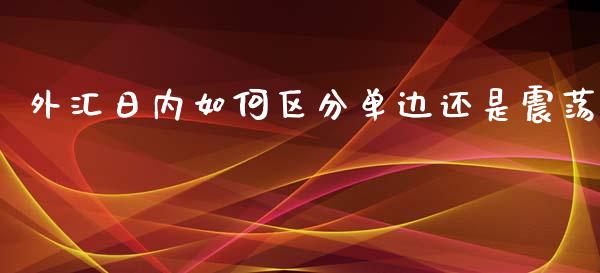 外汇日内如何区分单边还是震荡_https://m.gongyisiwang.com_理财产品_第1张