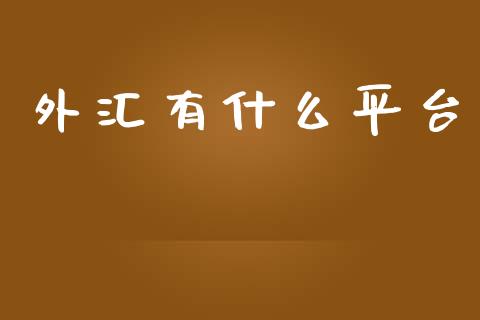 外汇有什么平台_https://m.gongyisiwang.com_财经咨询_第1张