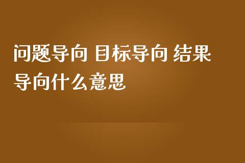 问题导向 目标导向 结果导向什么意思_https://m.gongyisiwang.com_商业资讯_第1张