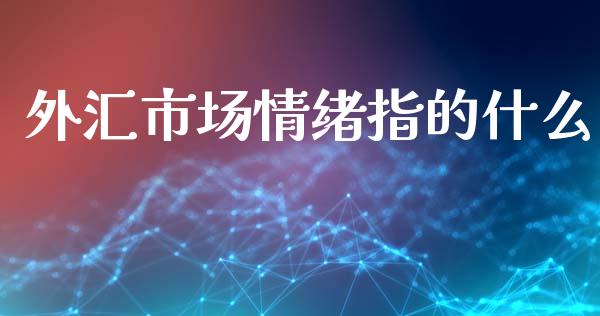 外汇市场情绪指的什么_https://m.gongyisiwang.com_理财产品_第1张