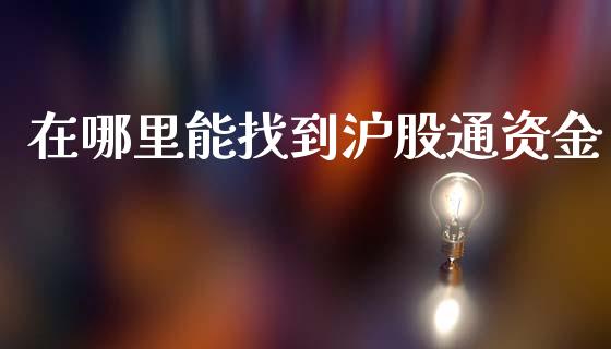 在哪里能找到沪股通资金_https://m.gongyisiwang.com_保险理财_第1张