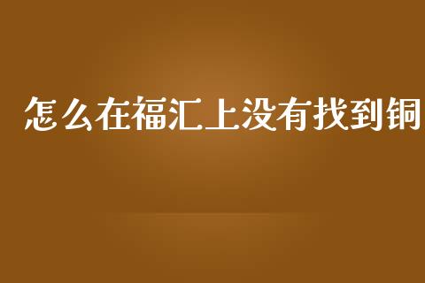 怎么在福汇上没有找到铜_https://m.gongyisiwang.com_理财产品_第1张