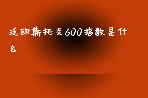 泛欧斯托克600指数是什么_https://m.gongyisiwang.com_财经时评_第1张