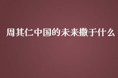 周其仁中国的未来撒于什么_https://m.gongyisiwang.com_理财投资_第1张