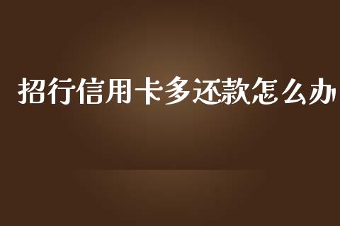 招行信用卡多还款怎么办_https://m.gongyisiwang.com_理财产品_第1张