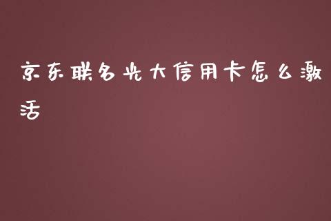 京东联名光大信用卡怎么激活_https://m.gongyisiwang.com_信托投资_第1张