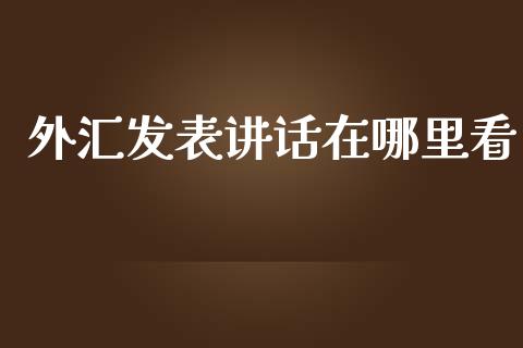 外汇发表讲话在哪里看_https://m.gongyisiwang.com_债券咨询_第1张