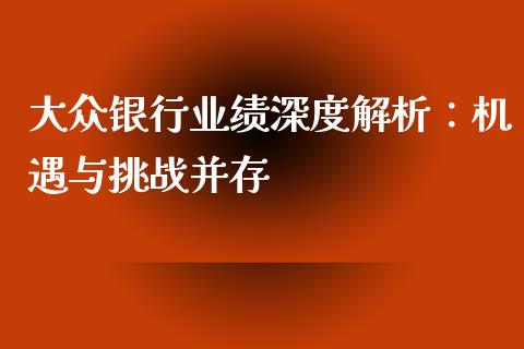 大众银行业绩深度解析：机遇与挑战并存_https://m.gongyisiwang.com_债券咨询_第1张