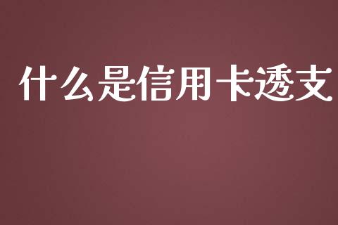 什么是信用卡透支_https://m.gongyisiwang.com_理财产品_第1张