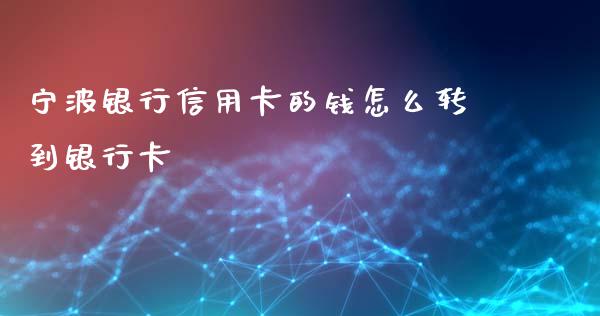 宁波银行信用卡的钱怎么转到银行卡_https://m.gongyisiwang.com_理财投资_第1张