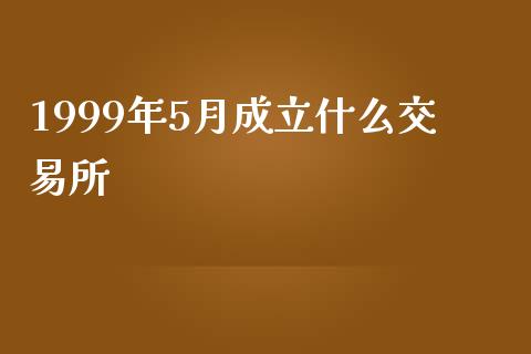 1999年5月成立什么交易所_https://m.gongyisiwang.com_信托投资_第1张