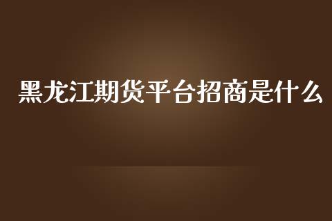 黑龙江期货平台招商是什么_https://m.gongyisiwang.com_保险理财_第1张