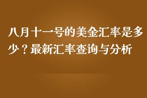 八月十一号的美金汇率是多少？最新汇率查询与分析_https://m.gongyisiwang.com_保险理财_第1张
